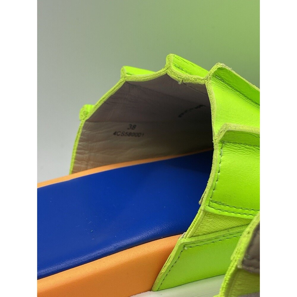 4ccccees Free People Sandals Pleats Thank You Slides Green Platform 38 US 7 NWOB - Picture 10 of 10